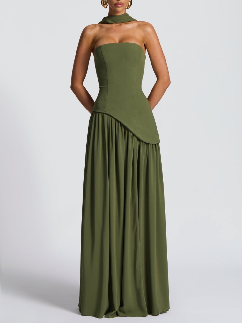 Babyboo Fashion Maliyah Maxi Dress NWT Khaki Corset Wedding Guest Formal M - Picture 5 of 16